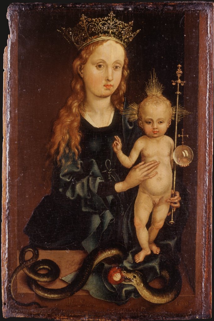 Madonna with Child, Martin Schongauer;  imitator