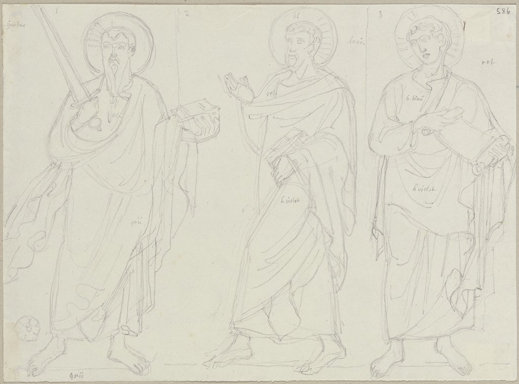 Die Apostel in dem Säulengang des Querschiffs der oberen Kirche von San Francesco in Assisi aus der Zeit des Giunta Pisano, Johann Anton Ramboux, after Giunta Pisano, after Cimabue