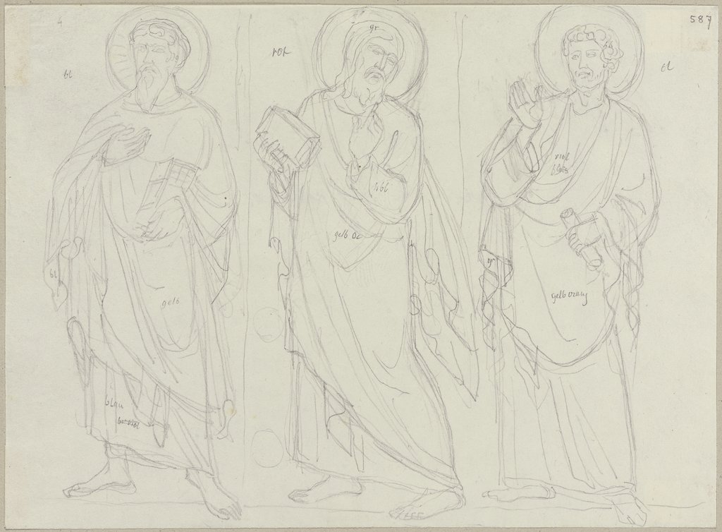 Die Apostel in dem Säulengang des Querschiffs der oberen Kirche von San Francesco in Assisi aus der Zeit des Giunta Pisano, Johann Anton Ramboux, after Giunta Pisano, after Cimabue