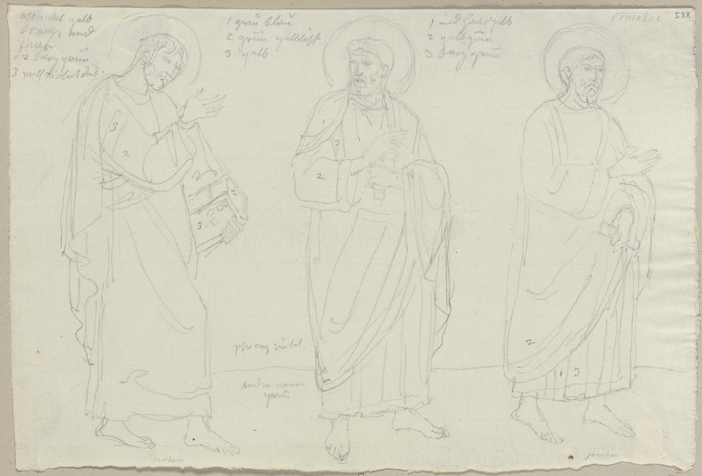 Die Apostel in dem Säulengang des Querschiffs der oberen Kirche von San Francesco in Assisi aus der Zeit des Giunta Pisano, Johann Anton Ramboux, after Giunta Pisano, after Cimabue