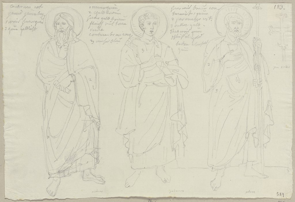 Die Apostel in dem Säulengang des Querschiffs der oberen Kirche von San Francesco in Assisi aus der Zeit des Giunta Pisano, Johann Anton Ramboux, after Giunta Pisano, after Cimabue