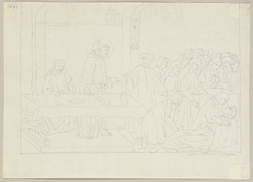 Ein Wandgemälde zum Leben des heiligen Franziskus von Giotto in San Francesco zu Assisi, Johann Anton Ramboux, after Giotto di Bondone