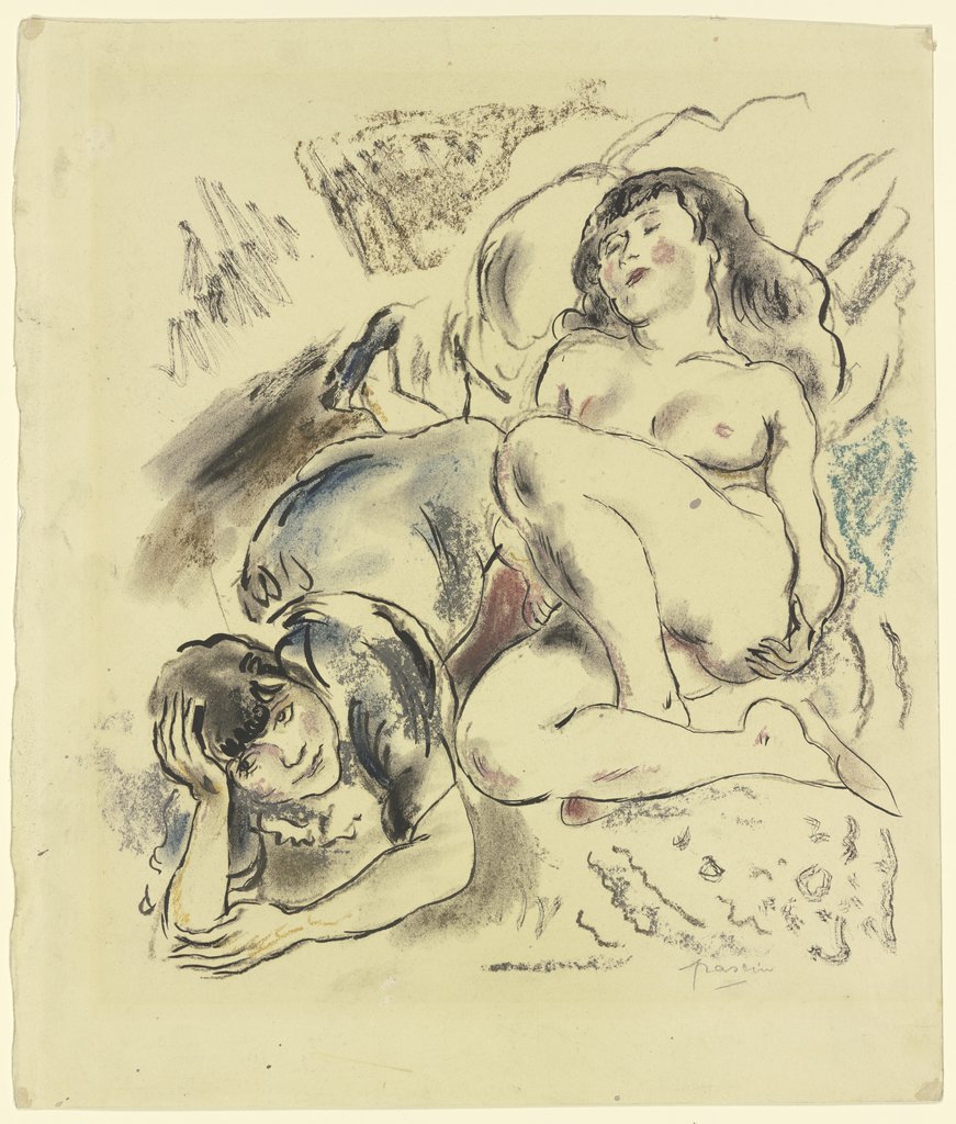 Zwei Mädchen auf einem Ruhebett, Jules Pascin