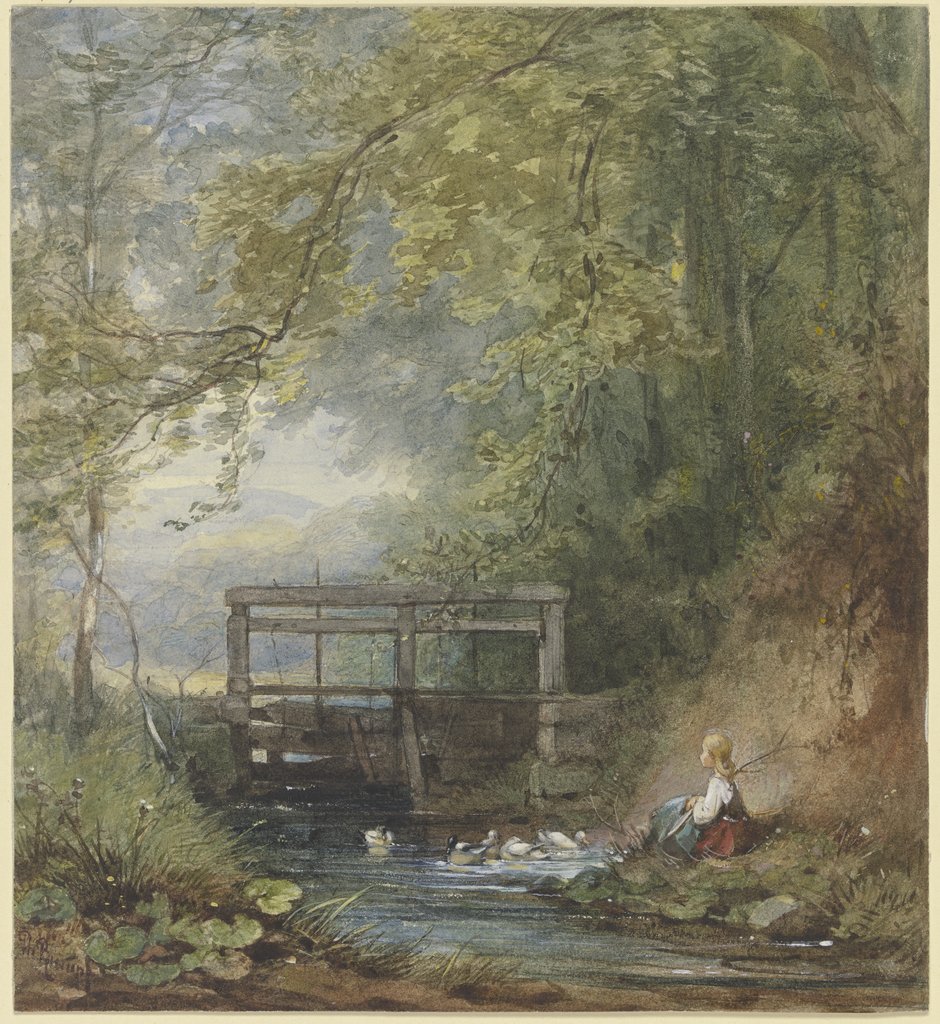 Gänsehirtin an einer Schleuse, Philipp Rumpf