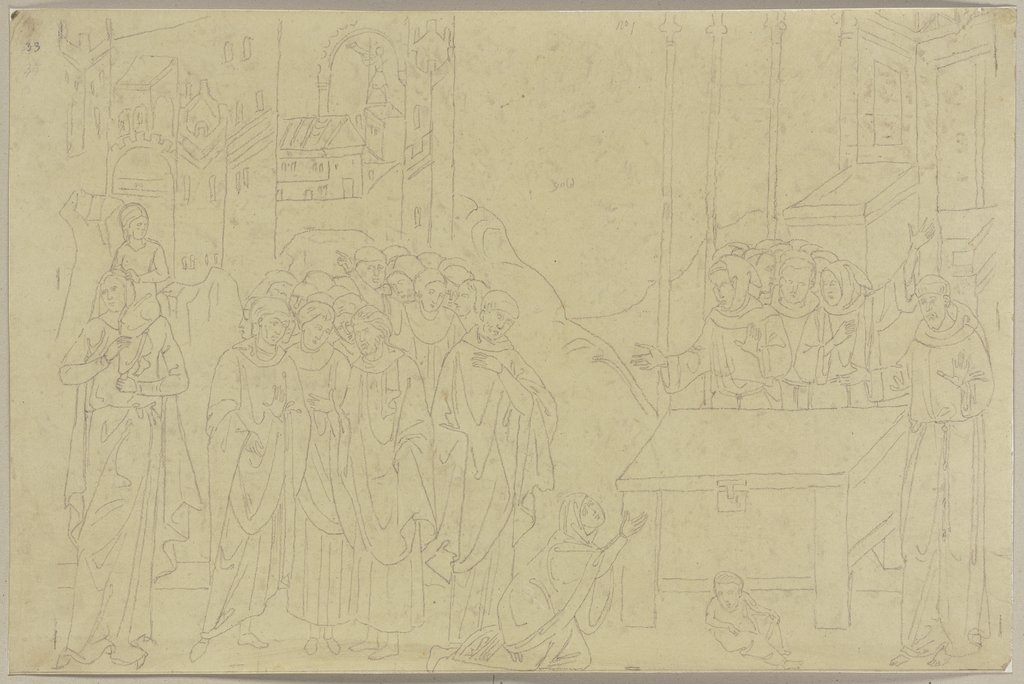 Eines der Wunder nach dem Tode des Heiligen Franz von Assisi, Johann Anton Ramboux, after Cimabue