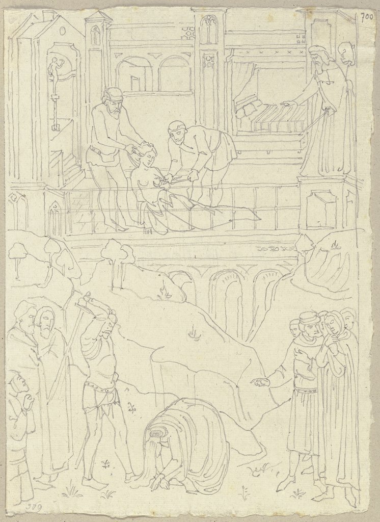 Martyrium der heiligen Agathe unter Decius XXIX Imper. Rom. Anno 255 in der Kapelle der heiligen Catherina in S. Francesco zu Assisi, Johann Anton Ramboux, after Pace da Faenza