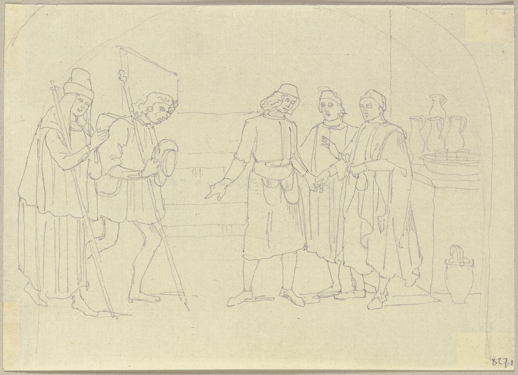 Szene aus dem Leben des Heiligen Martin, nach einem Fresko in der Art des Masaccio aus der Kirche San Martino (?), Johann Anton Ramboux, style of and after Masaccio