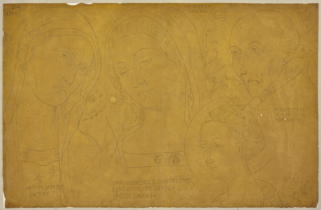 Four saints, Johann Anton Ramboux, after Priamo di Pietro, after Vecchietta, after Andrea di Niccolò di Giacomo, after Neroccio di Bartolomeo di Benedetto de' Landi