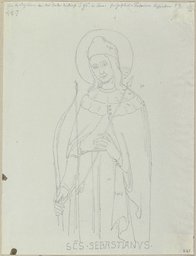 Der heilige Sebastian, im Deckengewölbe der Cappella di San Giovanni Battista zu Siena, Johann Anton Ramboux, nach Gentile da Fabriano