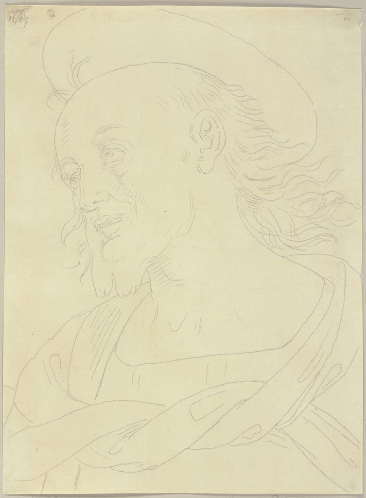 Fresko des Heiligen Paulus, erster Eremit, in einer Kirche im Kastell la Pieve, Johann Anton Ramboux, after Pietro Perugino