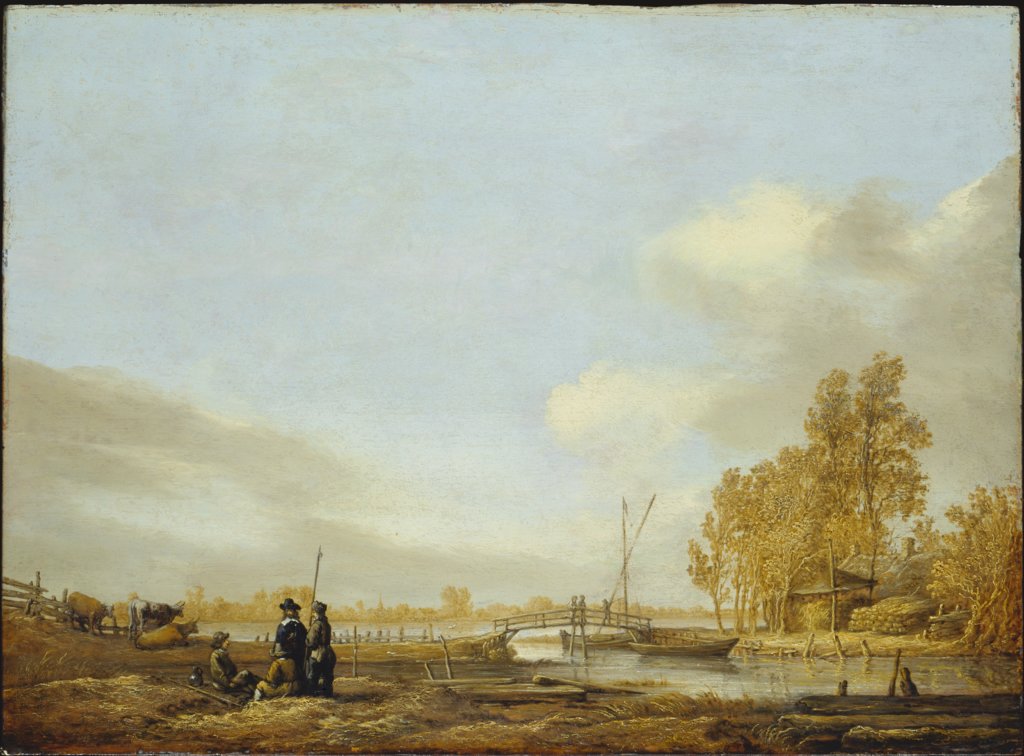 River Landscape with Footbridge, Aelbert Cuyp