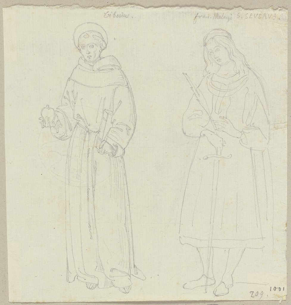 Links der heilige Antonius von Padua nach Tiberio di Diotallevi sowie rechts der heilige Severus von Ravenna nach Francesco Melanzio, Johann Anton Ramboux, after Tiberio di Diotallevi, after Francesco Melanzio