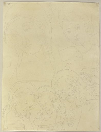 Detailansichten von Maria und dem Jesuskind sowie weiteren Heiligen aus einer kleinen Kapelle alla Torre bei Maria degli Angeli (?), Johann Anton Ramboux, style of and after Eusebio da San Giorgio