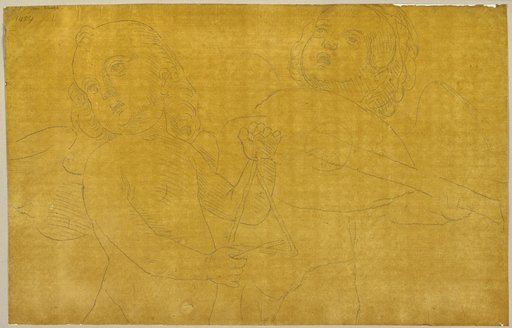 Zwei musizierende Engel, Detail aus dem Fresko von Giovanni Santi in der Cappella Tiranni in San Domenico in Cagli, Johann Anton Ramboux, nach Giovanni Santi