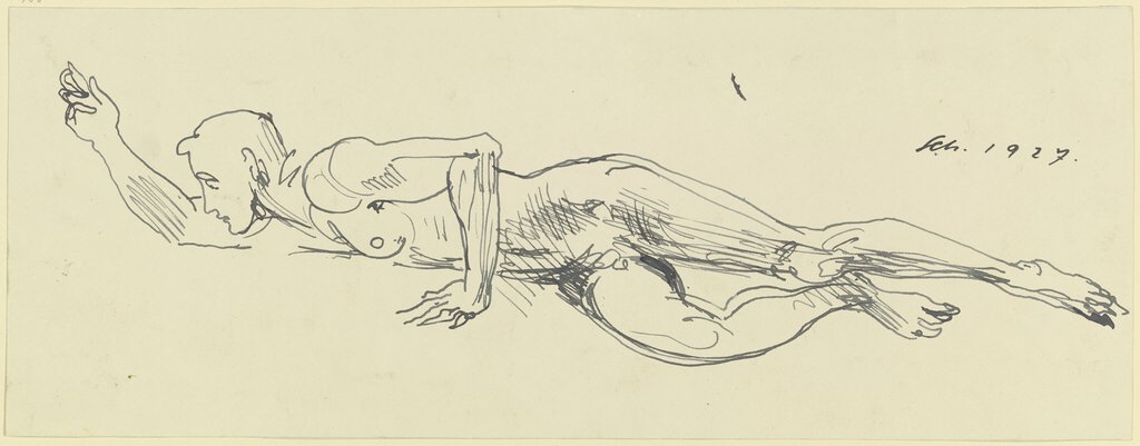 Reclining male nude, Richard Scheibe