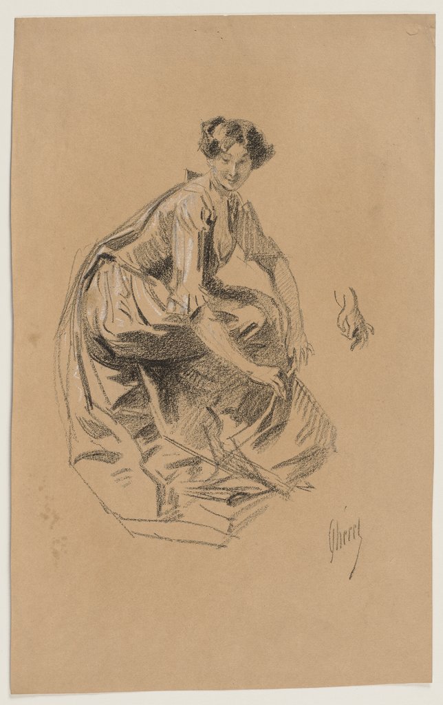 Elegante Dame sitzend, Jules Chéret