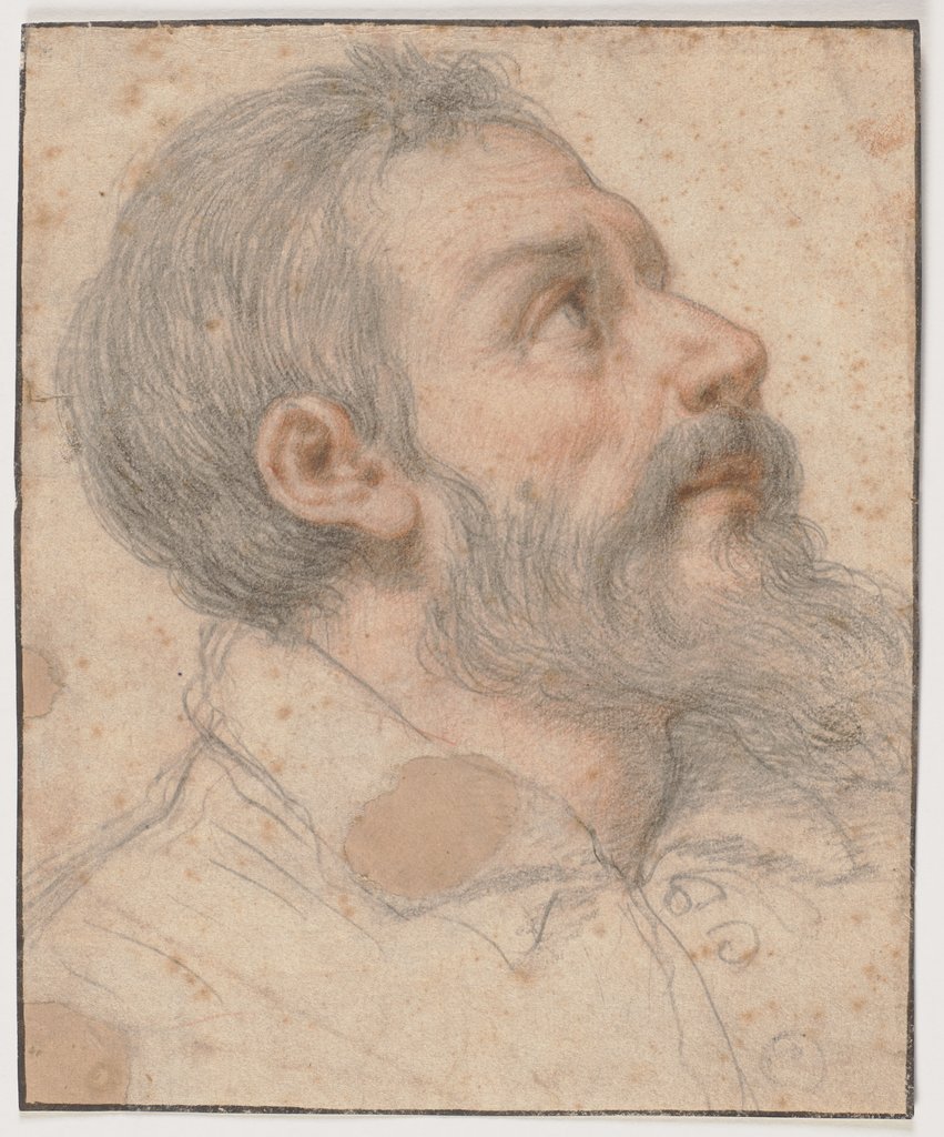 Bärtiger Mann, aufblickend, nach rechts, Italian, 17th century