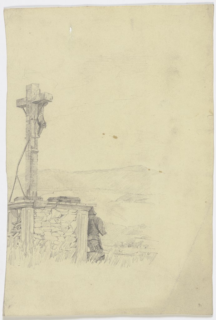 Flurkreuz in hügeliger Landschaft, Victor Müller