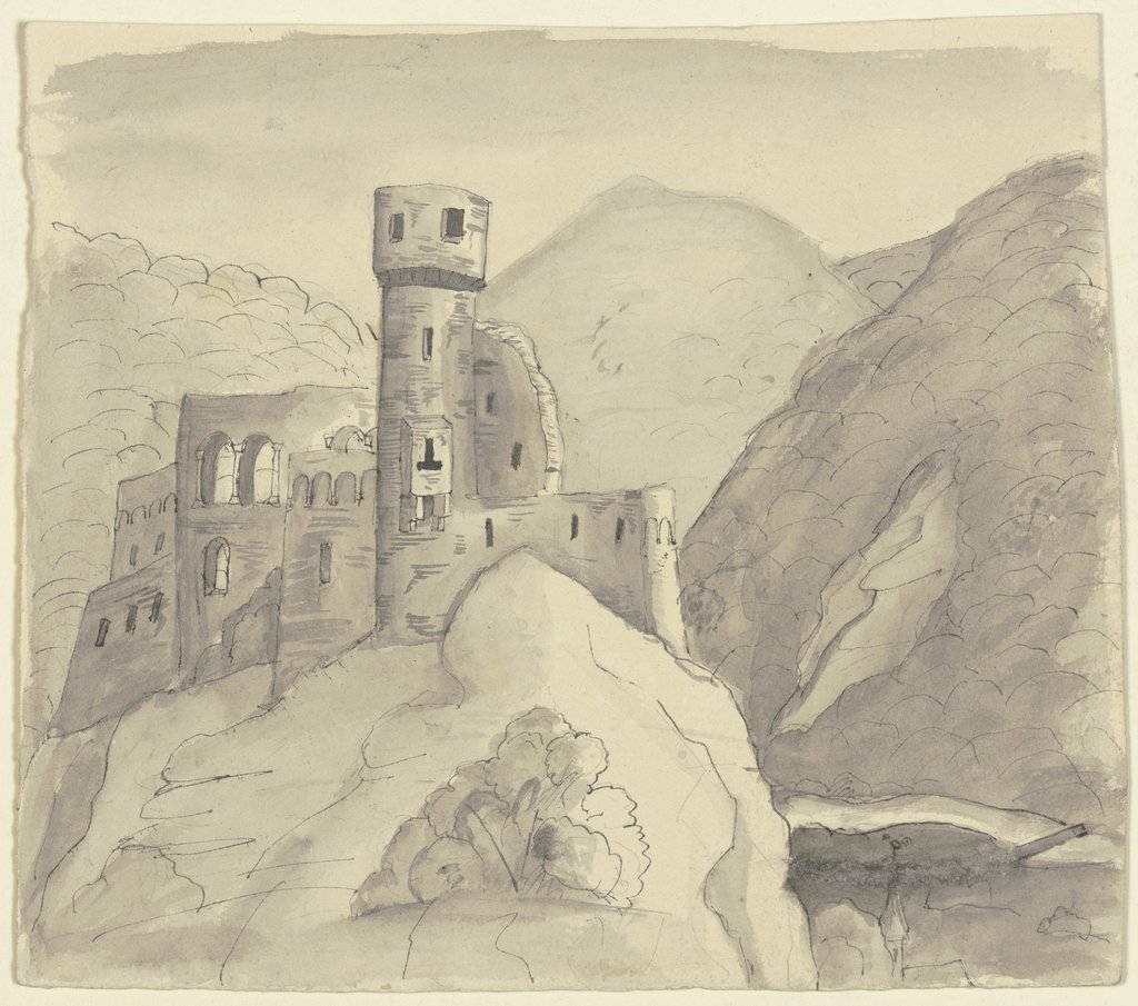 Castle ruins in a mountain landscape, Victor Müller