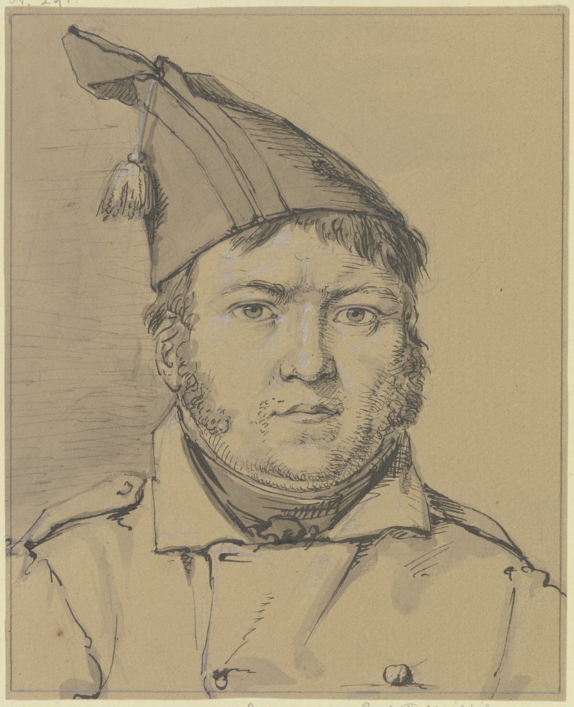 Porträt eines Mannes mit französischem Bonnet de police, Karl Sandhaas