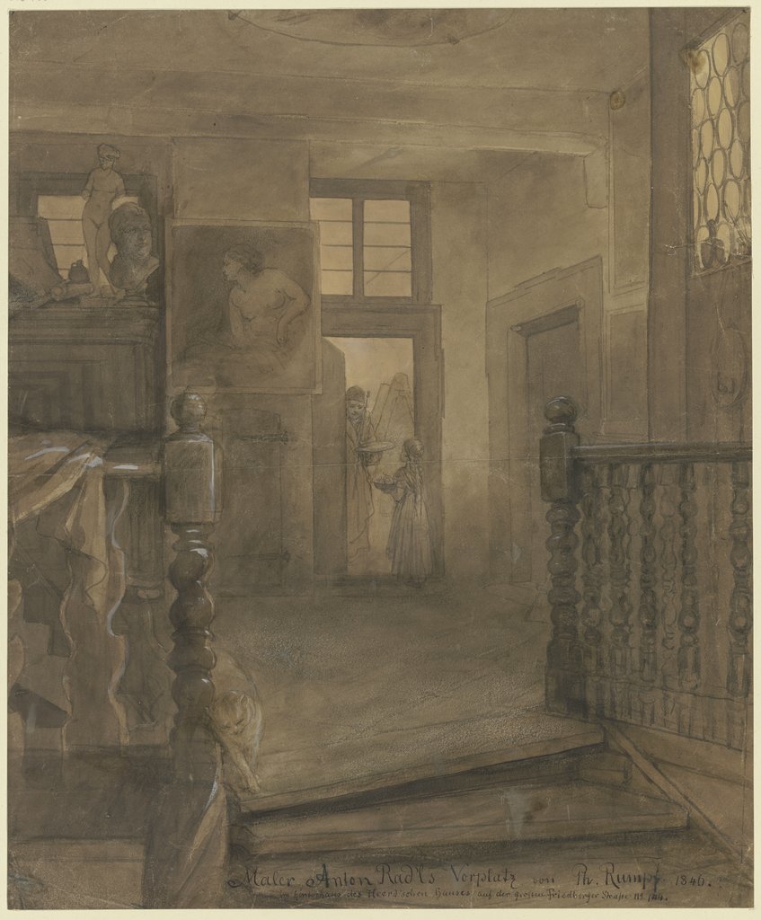 Vor der Wohnung Anton Radls im Hinterhaus des Heerd'schen Hauses in der Friedberger Straße 144, Philipp Rumpf