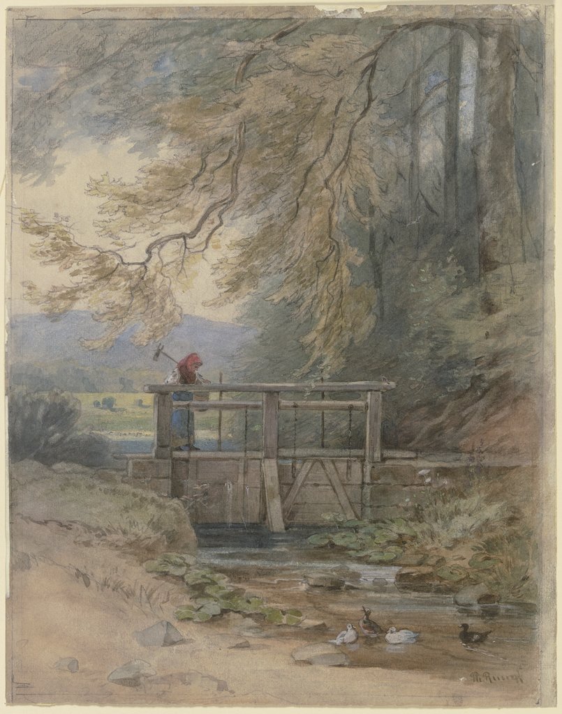 Forest landscape with weir, Philipp Rumpf