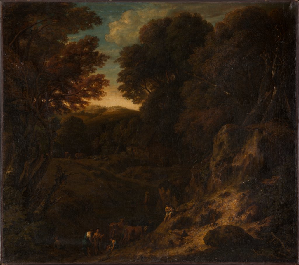 Italian Wooded Landscape with Cattle Pond, Cornelis Huysmans, Jan Baptiste Huysmans;   ?