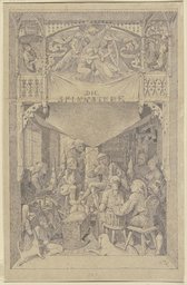 Die Spinnstube: Entwurf zu dem Titelblatt der bei Sauerländer herausgegebenen Spinnstube, Johann Baptist Scholl d. J.