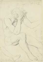 Sitzender Mann als Aktfigur, aus "Trost (Abschied)", Victor Müller