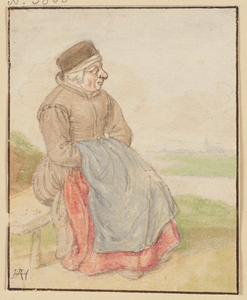 Sitzende Frau nach rechts, Hendrick Avercamp