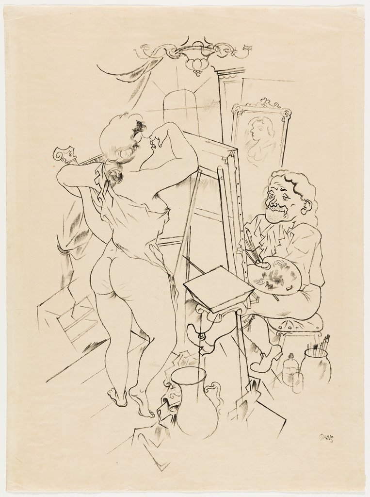 Lady Hamilton steht dem Maler Romney Modell, George Grosz