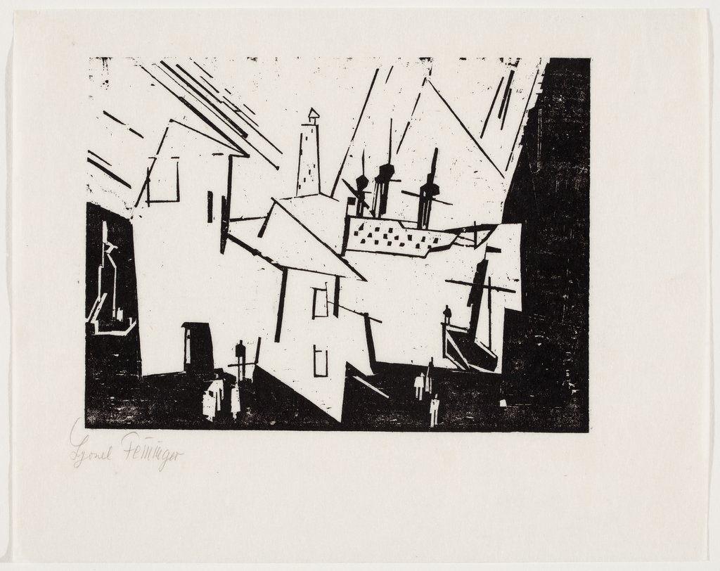 Hafen (Kriegsschiff in der Hafeneinfahrt), Lyonel Feininger