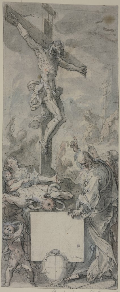 Typologie der Aufrichtung der Ehernen Schlange und der Kreuzigung Christi, Abraham Bloemaert;   ?