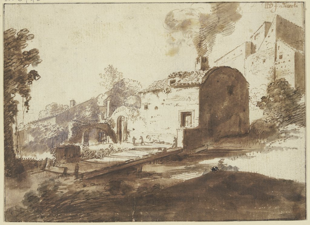 Group of houses in Tivoli, Bartholomeus Breenbergh