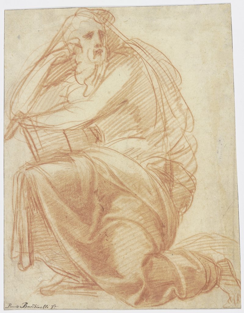 Kneeling prophet, Baccio Bandinelli;   ?, Agostino Carracci