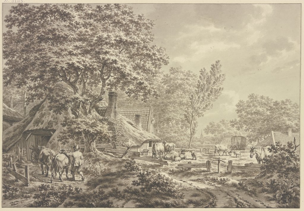 Landschaft mit Bauernhof und Vieh, Jacob Cats