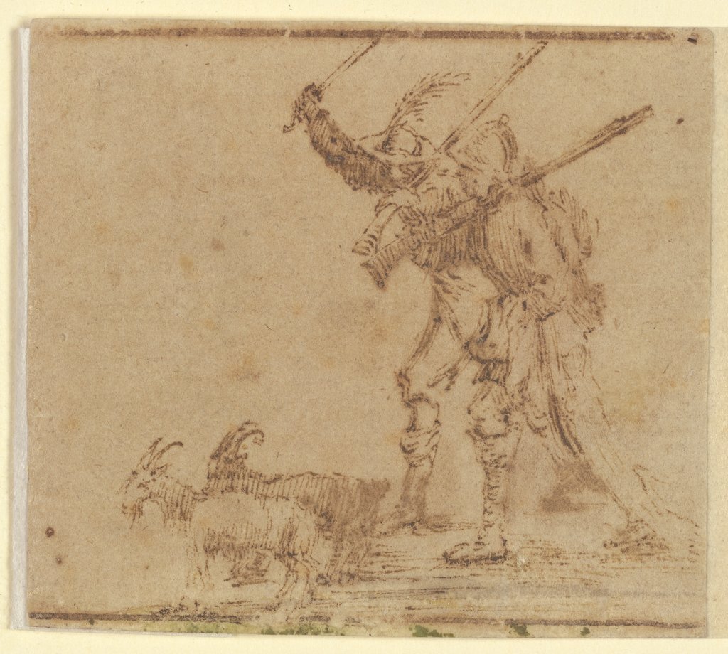 Zwei Soldaten treiben zwei Ziegen vor sich her, Jacques Callot