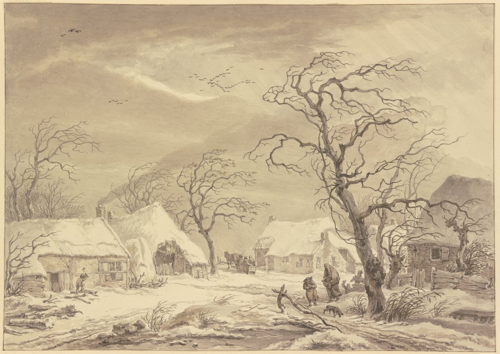 Village in the winter, Egbert van Drielst