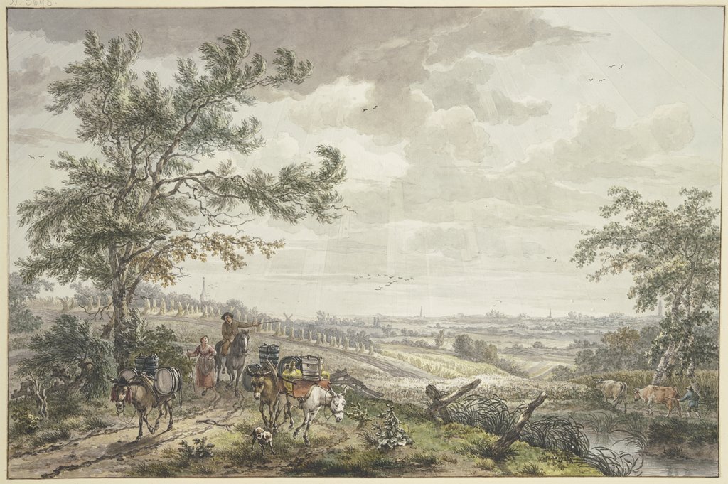 Landscape with Pack Donkeys, near Hilversum, Egbert van Drielst