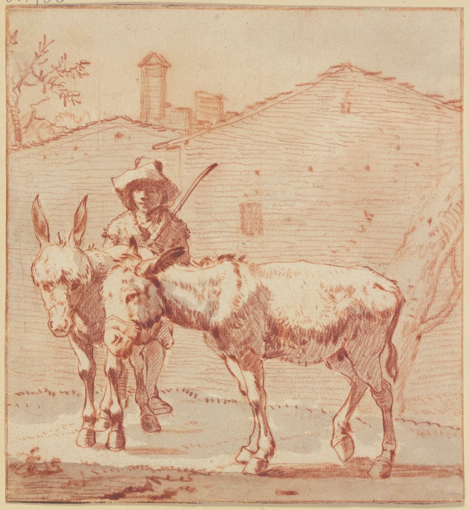 Two donkeys and their driver, Paulus Constantijn la Fargue, after Karel Dujardin