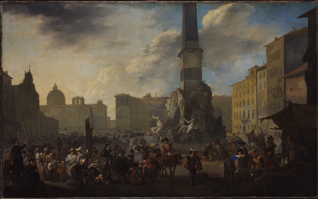 Roman Market Scene in the Piazza Navona, Johannes Lingelbach