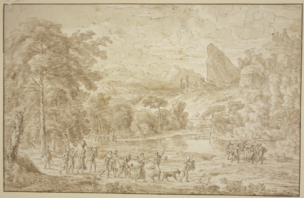 Landschaft mit bacchantischem Opferzug, Johannes Glauber