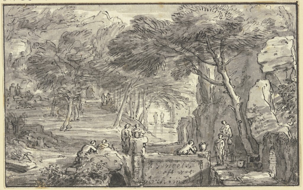 In einem Hain bei einem Brunnen viele Figuren, Abraham Genoels the Younger