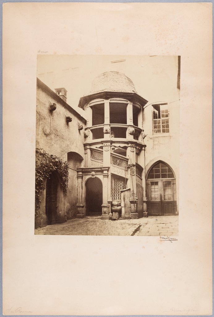 Frankfurt am Main: Staircase of Haus Alt-Limpurg in the inner courtyard of the Römer, Carl Friedrich Mylius