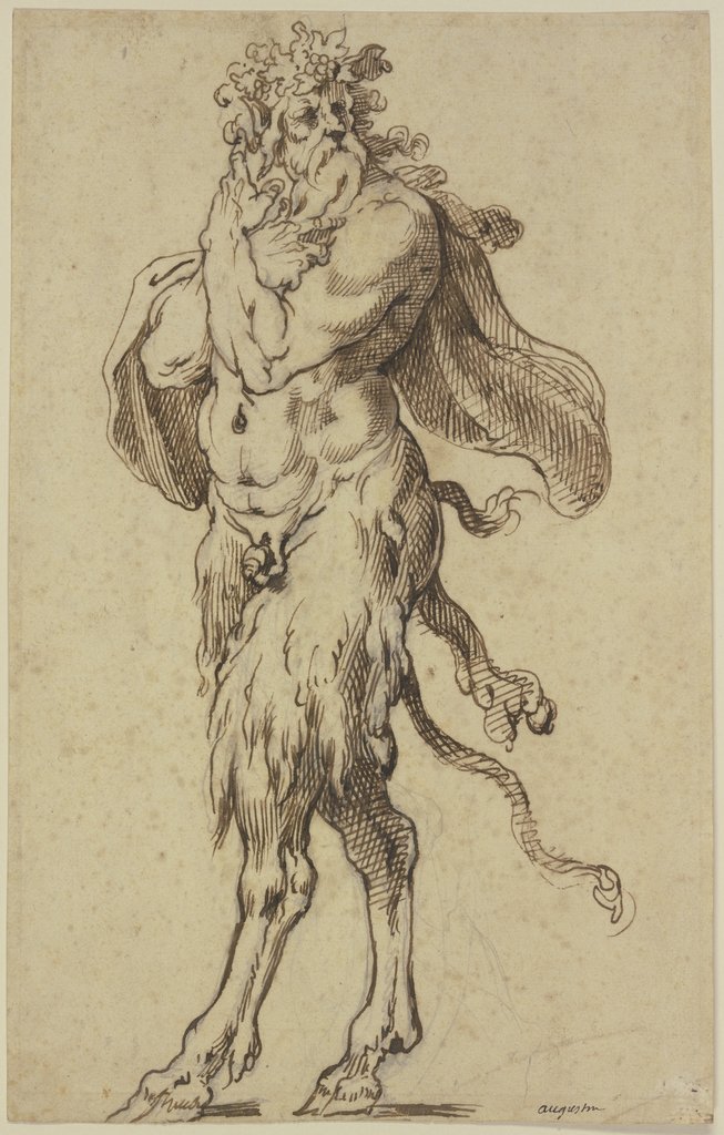 Alter Satyr nach links, Agostino Carracci