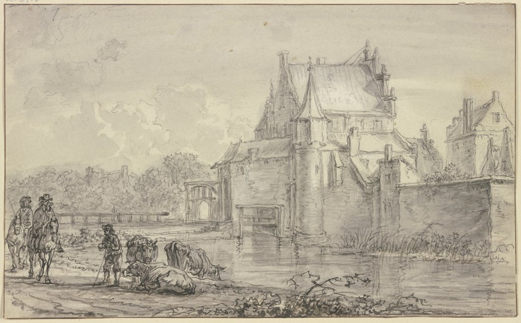 Das alte Delfter Tor in Rotterdam, Aelbert Cuyp;   ?, Jacob van Strij;  Überarbeitungen im Vordergrund ?