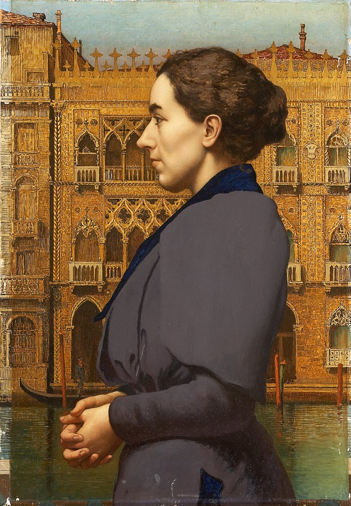 Portrait of Anna Cossmann before Ca d’Oro in Venice, Karl von Pidoll