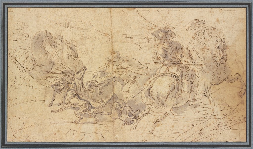 Stag hunt on horseback, Giacomo Cortese