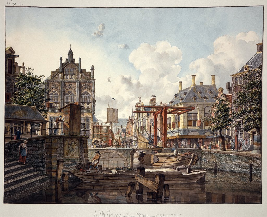 Stadtansicht mit Zugbrücke, Johannes Huibert Prins