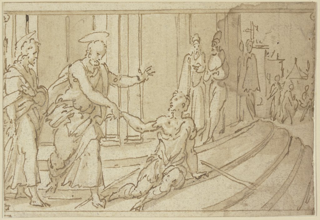 Paul heals the lame, Netherlandish, 16th century;   ?